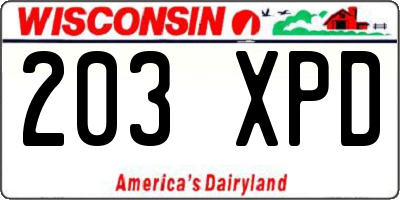 WI license plate 203XPD