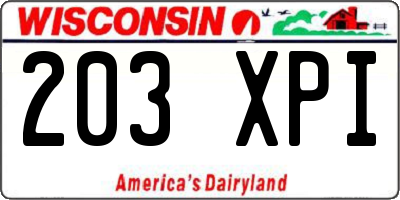 WI license plate 203XPI