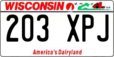 WI license plate 203XPJ