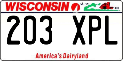 WI license plate 203XPL