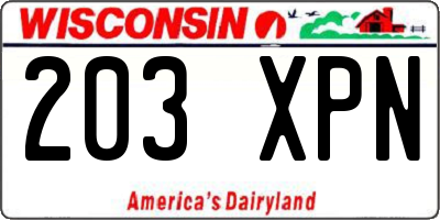 WI license plate 203XPN