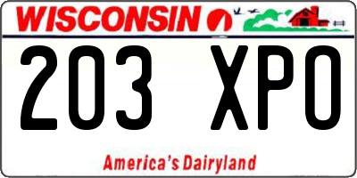 WI license plate 203XPO