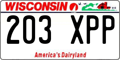 WI license plate 203XPP