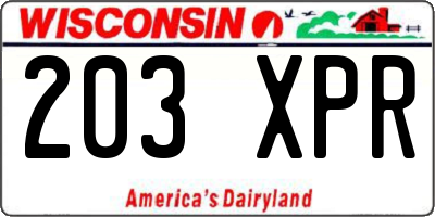 WI license plate 203XPR