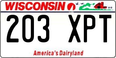 WI license plate 203XPT