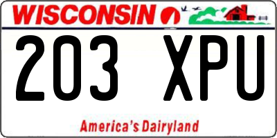 WI license plate 203XPU