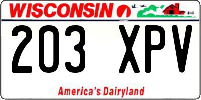 WI license plate 203XPV