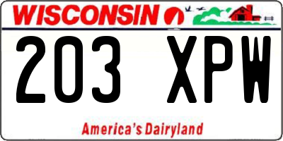 WI license plate 203XPW