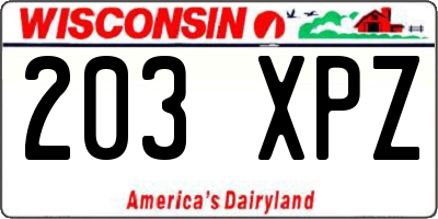 WI license plate 203XPZ