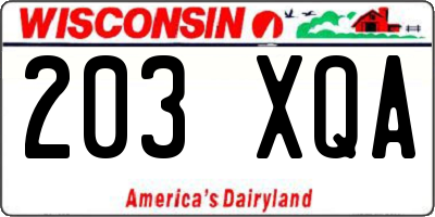 WI license plate 203XQA