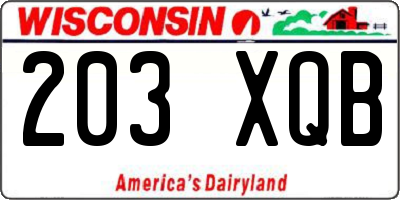 WI license plate 203XQB