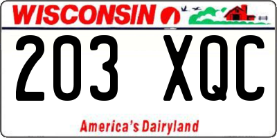 WI license plate 203XQC