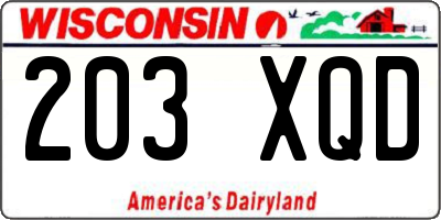 WI license plate 203XQD