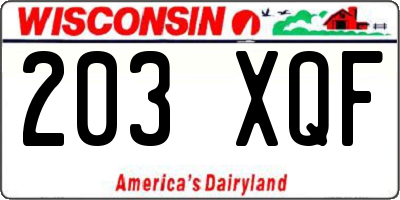 WI license plate 203XQF