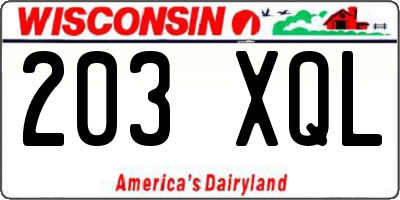 WI license plate 203XQL
