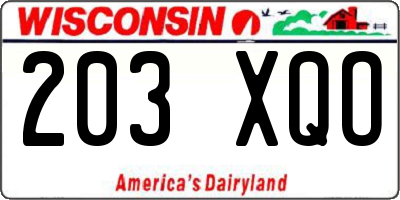 WI license plate 203XQO