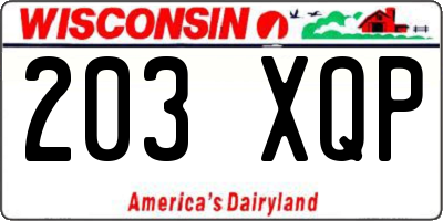 WI license plate 203XQP