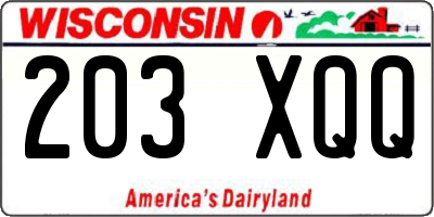 WI license plate 203XQQ