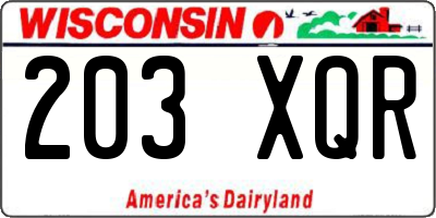 WI license plate 203XQR
