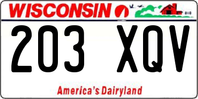 WI license plate 203XQV