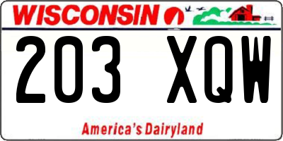 WI license plate 203XQW