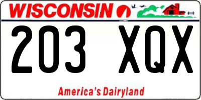 WI license plate 203XQX