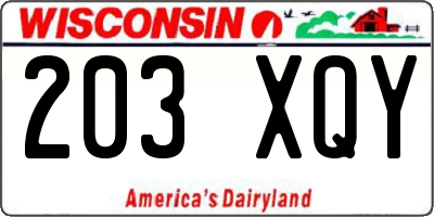 WI license plate 203XQY
