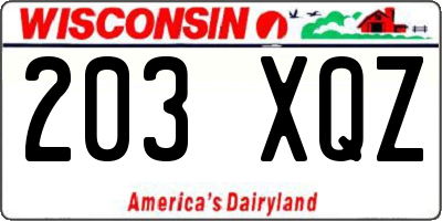 WI license plate 203XQZ