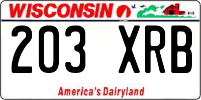 WI license plate 203XRB