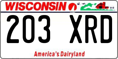 WI license plate 203XRD