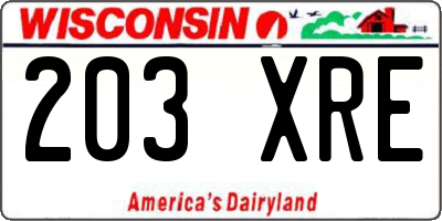 WI license plate 203XRE