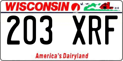 WI license plate 203XRF