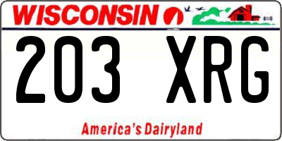 WI license plate 203XRG