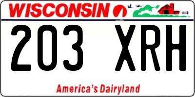 WI license plate 203XRH