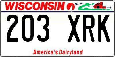 WI license plate 203XRK