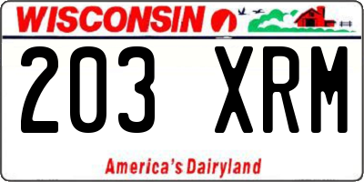 WI license plate 203XRM