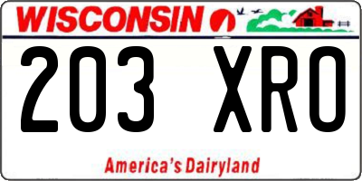 WI license plate 203XRO