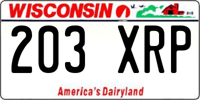 WI license plate 203XRP