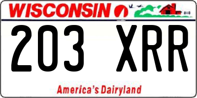 WI license plate 203XRR