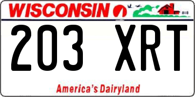 WI license plate 203XRT