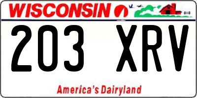 WI license plate 203XRV