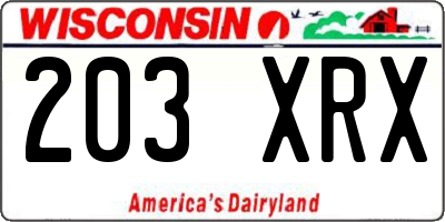 WI license plate 203XRX