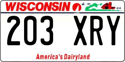 WI license plate 203XRY