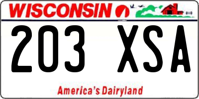 WI license plate 203XSA
