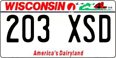 WI license plate 203XSD