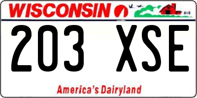 WI license plate 203XSE