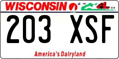 WI license plate 203XSF