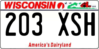 WI license plate 203XSH