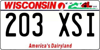 WI license plate 203XSI