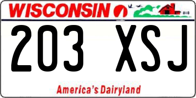 WI license plate 203XSJ